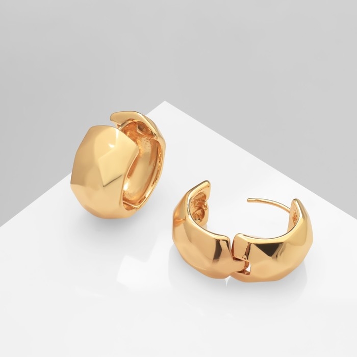 Серьги-кольца «Аккорд» орнамент, цвет золото Серьги-кольца «Аккорд» орнамент, цвет золото