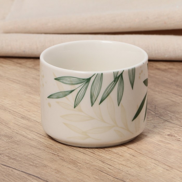 Чайная пара керамическая «Листья», 200 мл, цвет белый Чайная пара керамическая «Листья», 200 мл, цвет белый