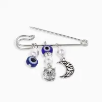 Булавка оберег &laquo;На счастье и удачу&raquo;, 5 см, синяя в серебре
