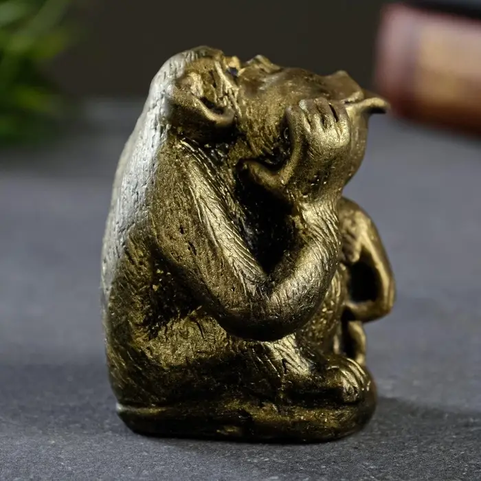 Фигурка гипс &laquo;Обезьяна&raquo;, состаренная латунь, 6&times;8&times;7 см