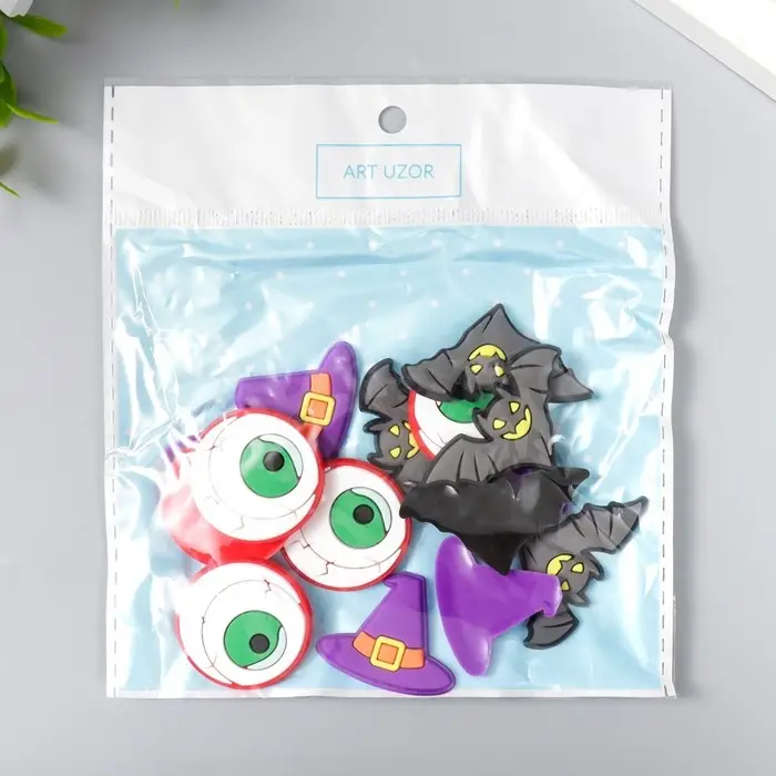 Декор для творчества резина "Хеллоуин" набор 15 шт МИКС 3х2,5 см