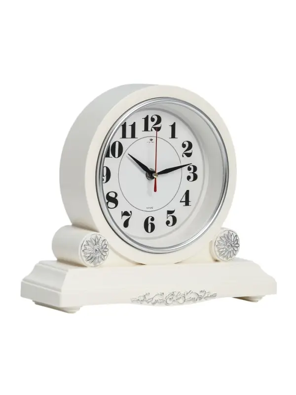 Часы настольные каминные &laquo;Берта&raquo;, бесшумные, d=16.5 см, белые, от батарейки 1&times;АА