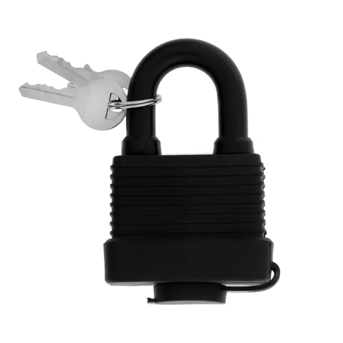 Замок навесной LOCKLAND, 50 мм, влагозащищенный, короткая дужка, 2 ключа, цвет черный