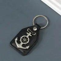 Кожаный брелок для ключей на кольце &laquo;Якорь&raquo;, (кожзам), 6.8&times;4 см