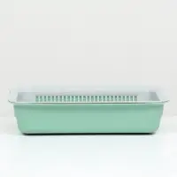 Лоток для кошек, 34.5&times;25.5&times;7.5 см, с сеткой, пластик, серый, оливковый