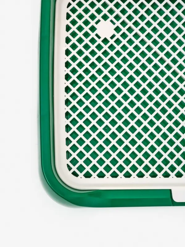 Туалет для собак, 46.5&times;36&times;5.5 см, со съёмной решеткой и столбиком, зелёный