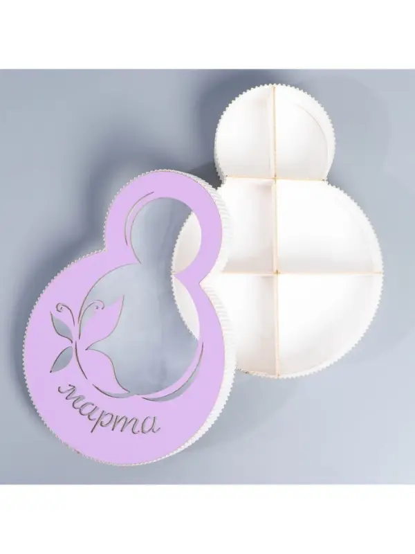 Коробка подарочная, кондитерская упаковка &laquo;8 марта&raquo; фиолетовая, 22&times;16&times;5 см