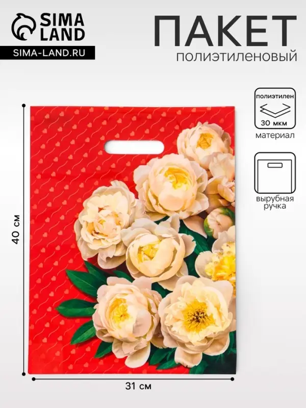 Пакет подарочный &laquo;Чувства&raquo; полиэтиленовый с вырубной ручкой, ламинированный 31&times;40 см, 30 мкм