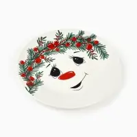 Тарелка плоская новогодняя &laquo;Снеговик Снежок&raquo;, d=20 см