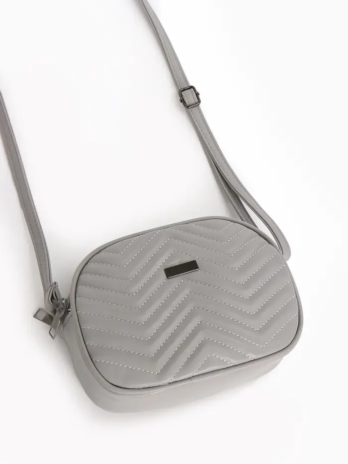 Сумка женская кросс-боди на молнии, 19&times;7&times;15 см, серая