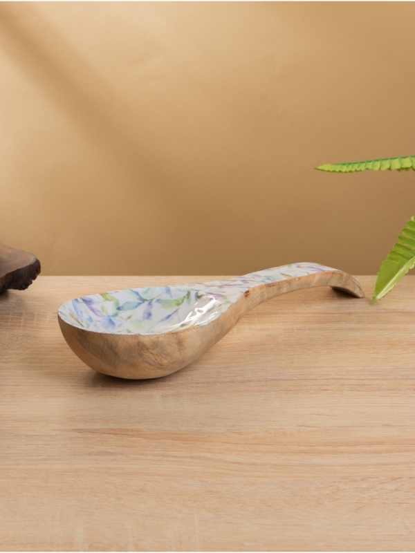 Подставка под ложку  Подставка под ложку "Оттенки сирени" дерево манго 25,5х9х3,8 см