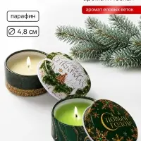 Свеча новогодняя, в железной банке &laquo;Праздничная&raquo;, аромат еловые ветки, диам 4.8 см