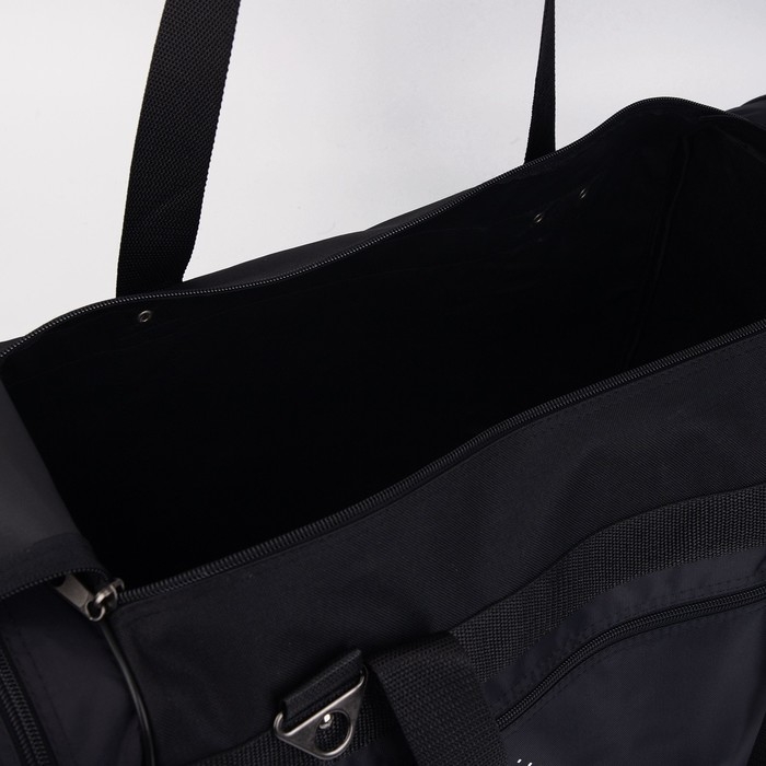 Сумка дорожная, 3 отдела на молниях, наружный карман, длинный ремень, цвет чёрный Сумка дорожная, 3 отдела на молниях, наружный карман, длинный ремень, цвет чёрный