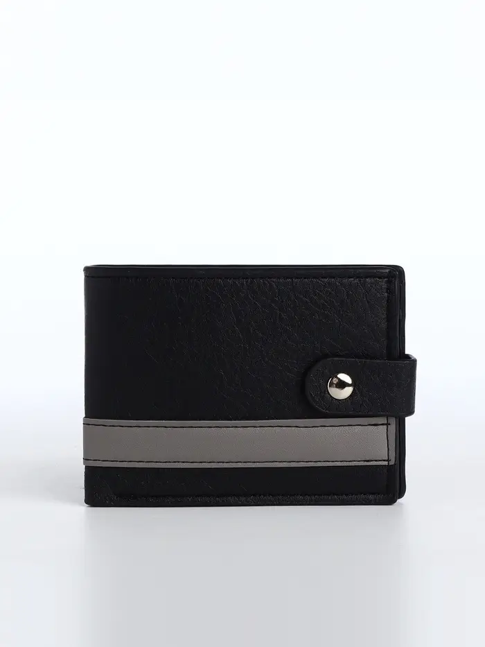 Портмоне мужское &laquo;Кхата&raquo;, на кнопке, отдел для карт, монет, чёрное