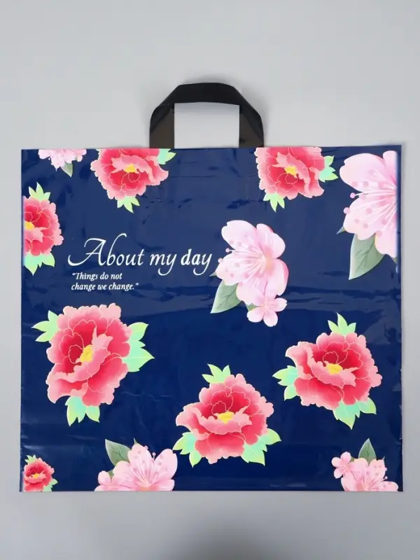 Пакет с петлевой ручкой "Цветы 45 х 40 х 8 см, 60 мкм