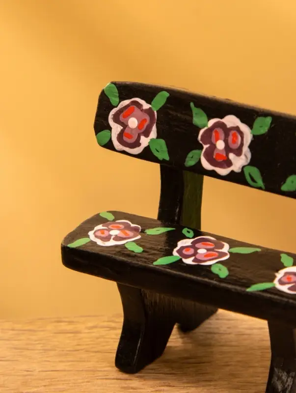 Сувенир дерево "Скамейка с цветами" цв. чёрный, 6,5х3,5х6 см
