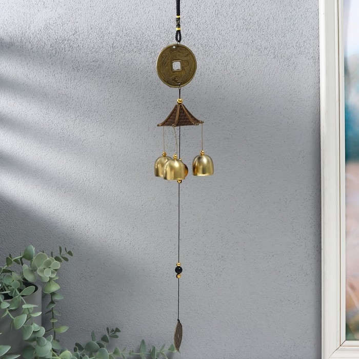 Музыка ветра металл Музыка ветра металл "Дракон на монете" 3 колокольчика 45 см