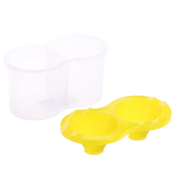 Стакан - непроливайка для рисования двойной Calligrata, 150 мл &times;2, с держателем для кистей, жёлтый