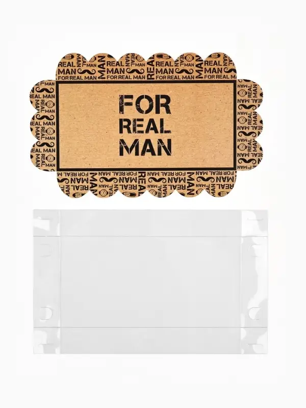 Коробка для печенья, кондитерская упаковка с пластиковой крышкой, &laquo;Настоящему мужчине&raquo;, 10.5&times;21&times;3 см