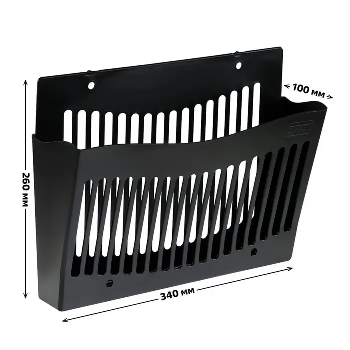 Лоток для бумаг Стамм, А4, настенный, пластиковый, 1 отделение, чёрный, 26&times;10&times;34 см