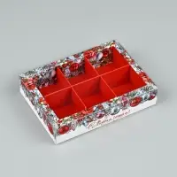 Коробка под 6 конфет с ячейками &laquo;Ёлочные новогодние шары&raquo;, 10&times;14.5&times;3 см