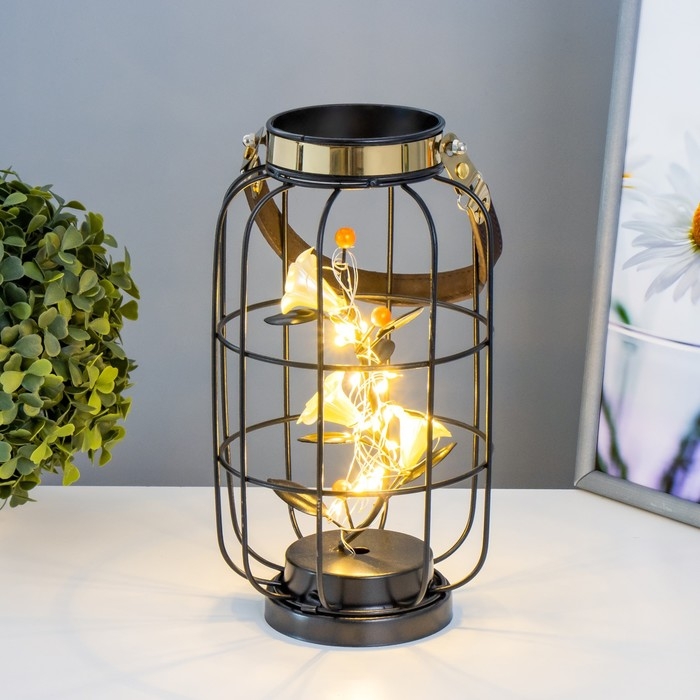 Ночник Ночник "Цветы" LED от батареек ААА чёрный 14х14х27 см RISALUX