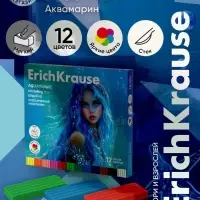 Пластилин 12 цветов ErichKrause Aquamarine, со стеком