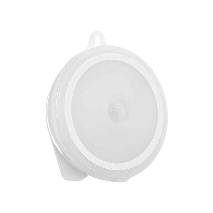 Светильник светодиодный с датчиком движения, 6LED, 2,5 Вт, от батареек 3*AAA, 3000К, т-белый Светильник светодиодный с датчиком движения, 6LED, 2,5 Вт, от батареек 3*AAA, 3000К, т-белый