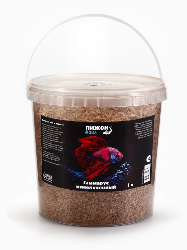 Корм для рыб и черепах "Пижон" гаммарус измельченный, 1 л