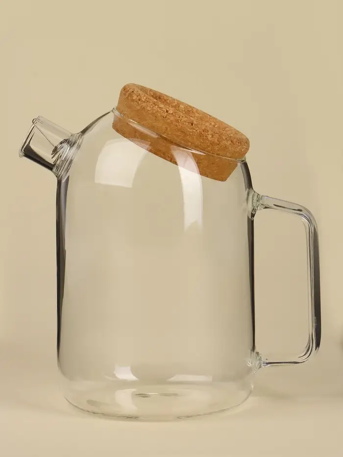 Чайник SL-Home &laquo;Эко&raquo;, 1 л, 18&times;11&times;17.5, с пробковой крышкой, стекло, прозрачный