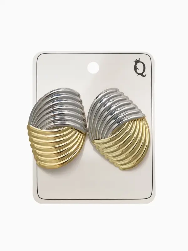 Серьги металл Серьги металл "Тренд" плетение, цвет золото с серебром