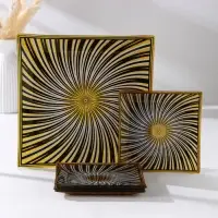 Набор столовый &laquo;Солнце&raquo;, 7 предметов: 30&times;30 см - 1 шт, 18&times;18 см - 6 шт, цвет чёрный