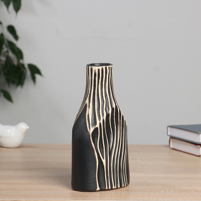 Ваза керамика настольная Ваза керамика настольная "Аурора" 20,5х12 см, чёрный