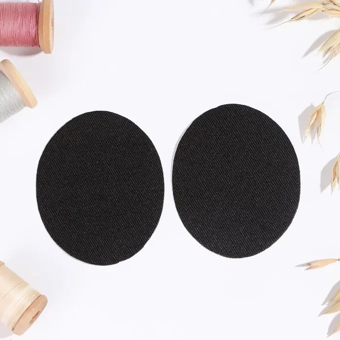 Заплатки для одежды, 7 × 5,5 см, термоклеевые, пара, цвет чёрный Заплатки для одежды, 7 × 5,5 см, термоклеевые, пара, цвет чёрный