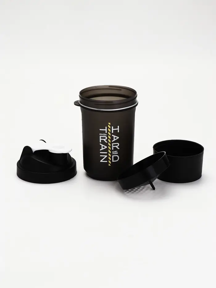 Шейкер спортивный &laquo;Будь смелым&raquo;, чёрный, с чашей под протеин, 500 мл