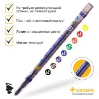 Мелки восковые, 8 цветов, Crown, выкручивающийся стержень, ПВХ, МИКС