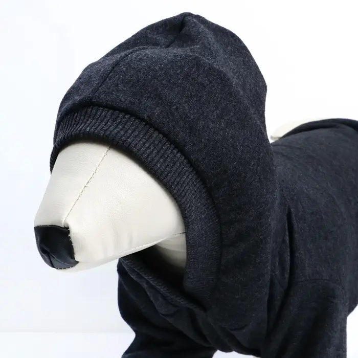 Толстовка однотонная для собак (футер), размер XS (ДС 18, ОШ 28-30, ОГ 38-40), серая