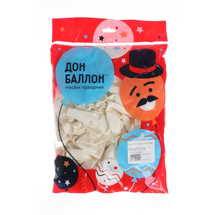 Шар латексный 10 Шар латексный 10", пастель, набор 100 шт., цвет белый