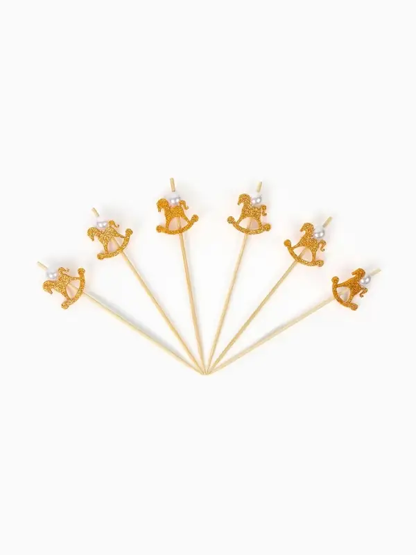 Шпажки "Лошадка" золотая, набор 6 шт.
