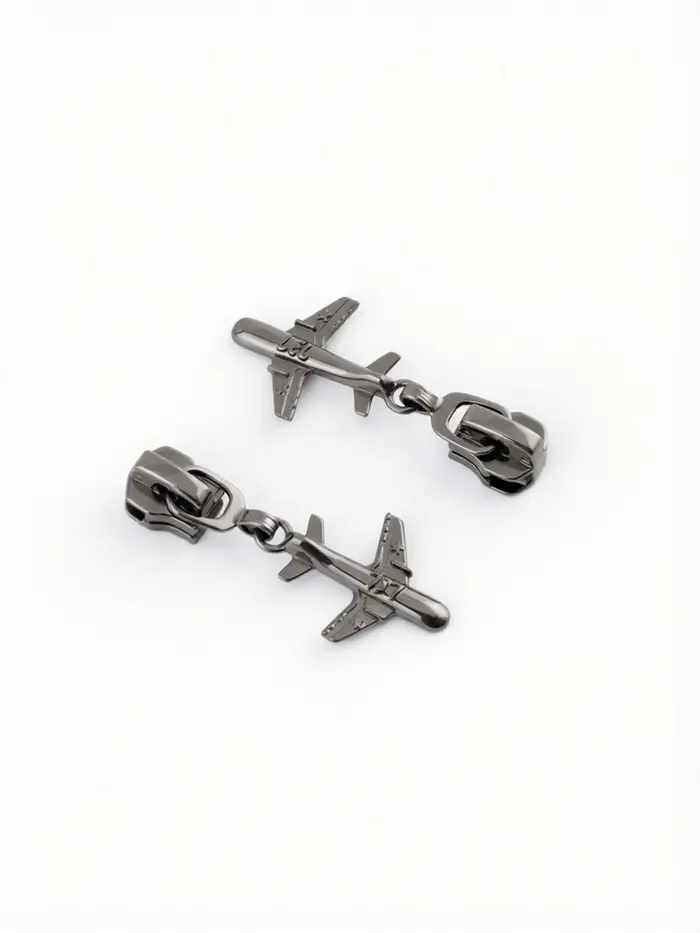 Бегунок для металлической молнии, №5, &laquo;Самолёт&raquo;, 10 шт., цвет чёрный никель