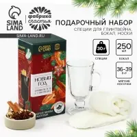 Подарочный набор для приготовления глинтвейна &laquo;Новый год&raquo;: бокал 250 мл., специи 30 г, носки