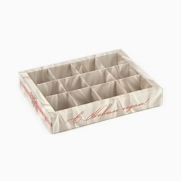 Коробка под 12 конфет с ячейками &laquo;Новогодний бант&raquo;, 14.5&times;18.5&times;3 см