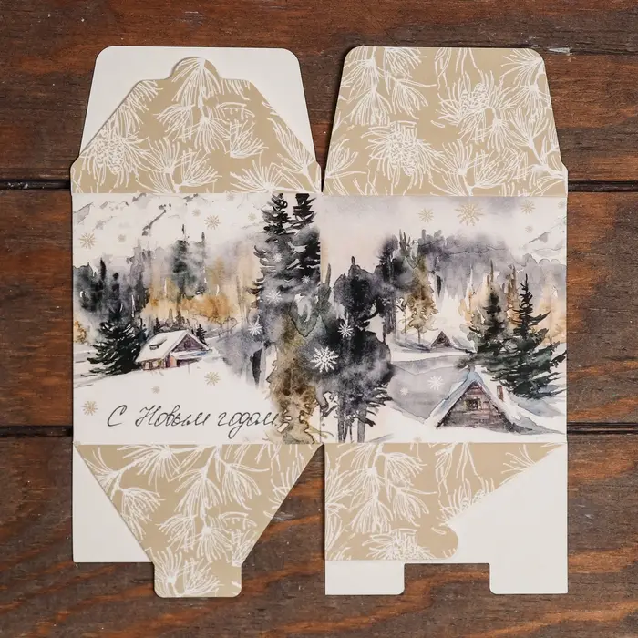 Коробка складная, подарочная новогодняя «Снежная сказка» 10×10×10 см