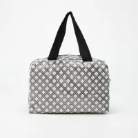 Косметичка-сумка на молнии с сеткой, с ручками, с принтом, молочная