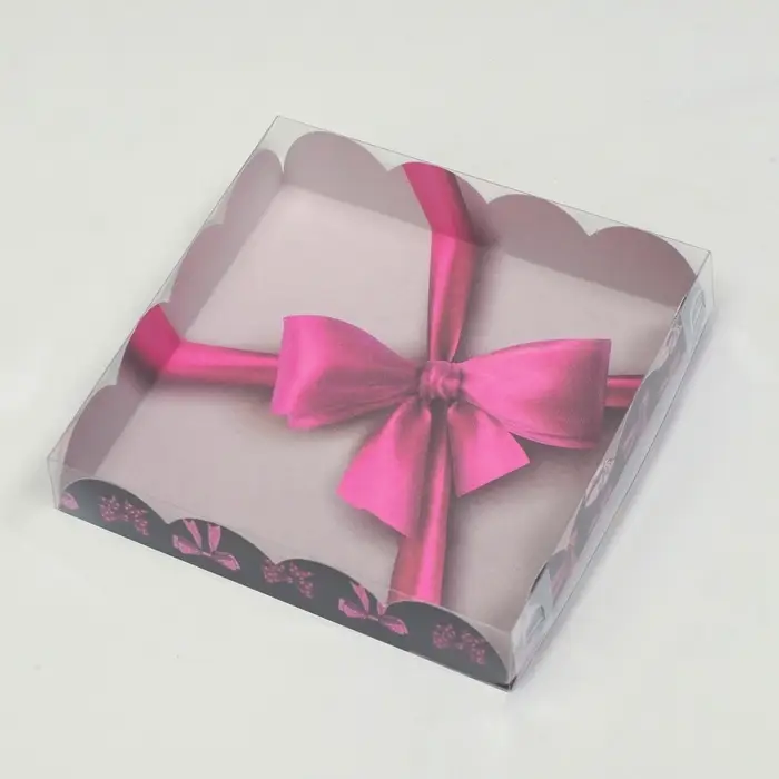 Коробка для печенья, «Бант розовый», 15×15×3 см
