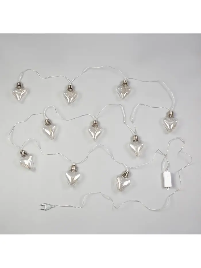 Гирлянда &laquo;Нить&raquo; 3 м с насадками &laquo;Лампочки сердца&raquo;, IP20, прозрачная нить, 80 LED, свечение белое, 8 режимов, 220 В