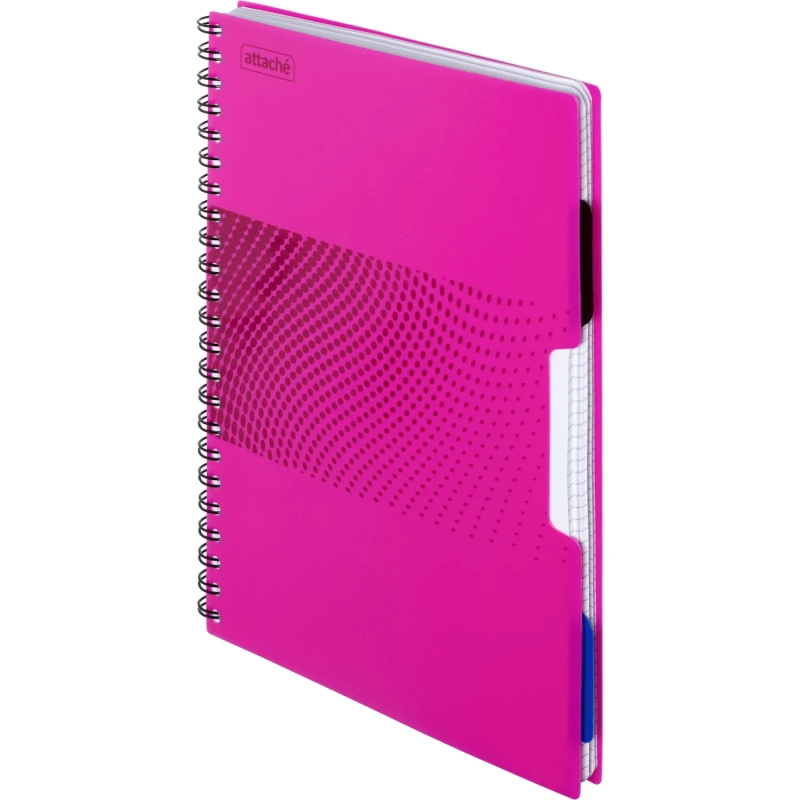 Бизнес-тетрадь А4,140л,кл,спир,пласт.обл,2разд Attache DIGITAL розов 876746