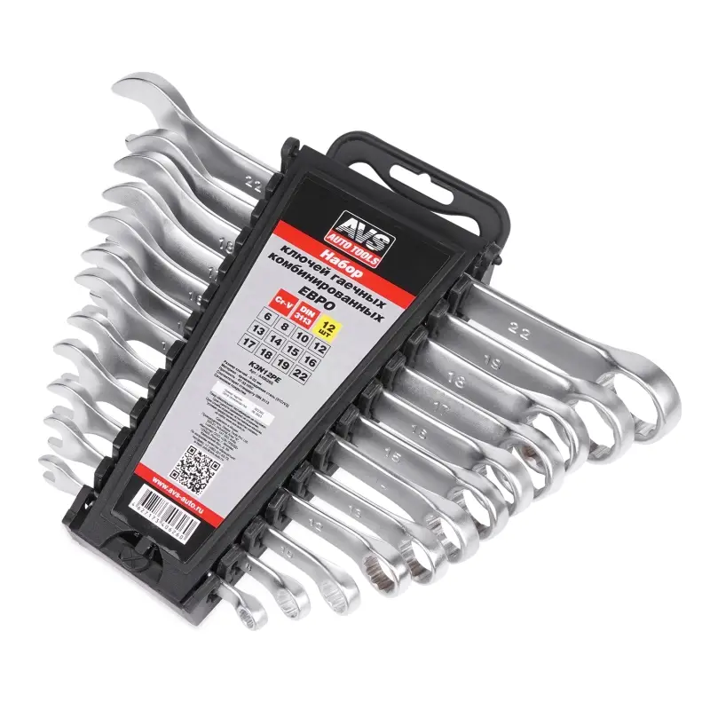 Набор ключей гаечных комбинированных на держателе (6-22 мм) (12 предметов) (ЕВРО) AVS K3N12PE