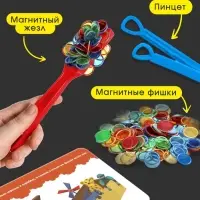 Развивающий набор &laquo;Свойства магнита&raquo;, магнитный жезл, фишки, пинцет, карточки