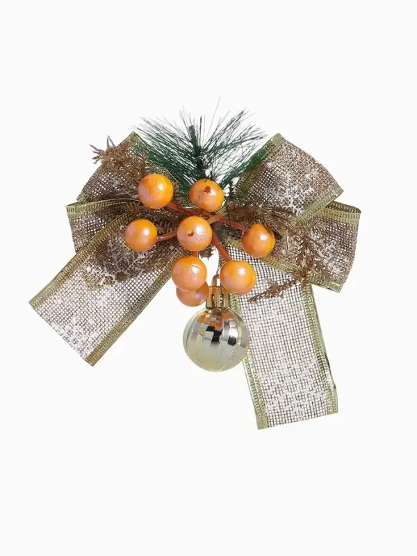 Ёлочные игрушки 2 шт. &laquo;Зимнее волшебство. Композиция на бантике&raquo; пластик, ягодки, 13&times;15 см